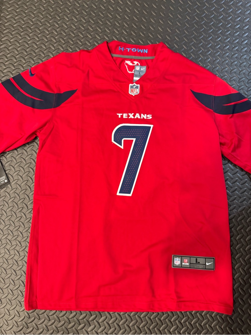 Texans #7 Custom Red Men's NFL Jersey